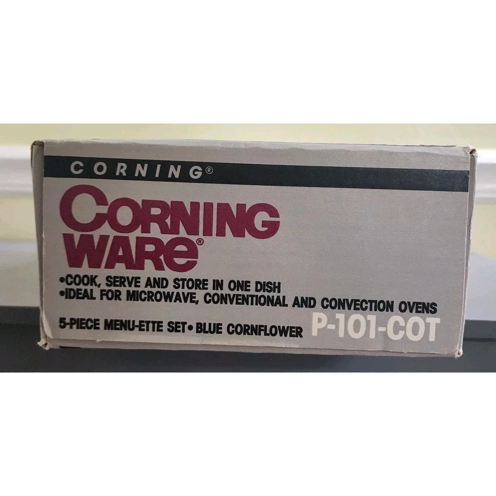 Corning Ware 1985 Sealed Box 5‎ Piece Menu-Ette Set in Blue Cornflower P-101-COT